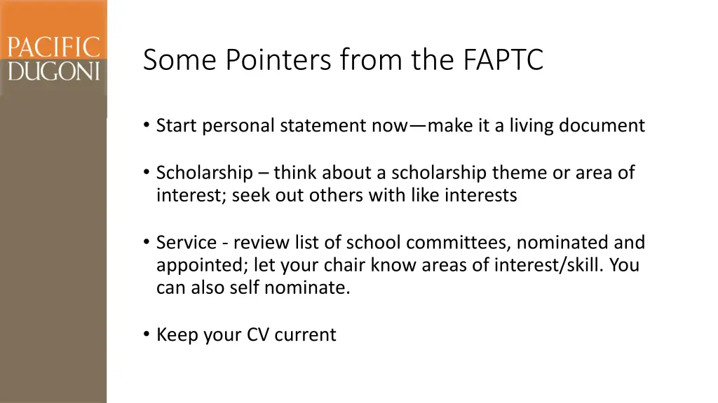 some pointers from the faptc