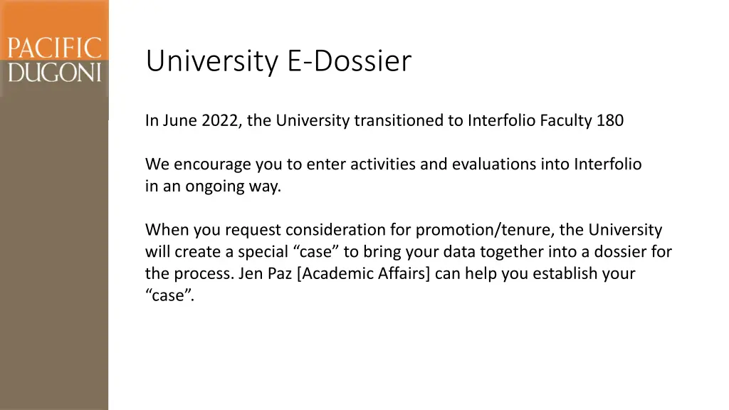 university e dossier