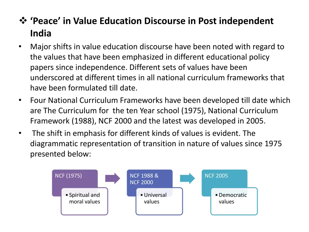 peace in value education discourse in post