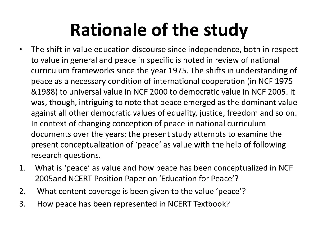 rationale of the study