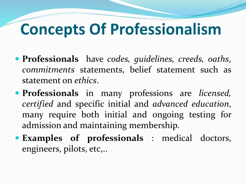 concepts of professionalism