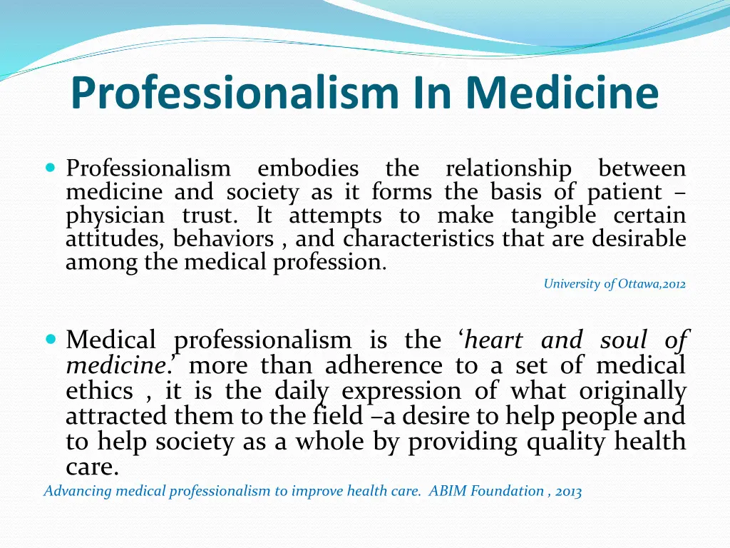 professionalism in medicine