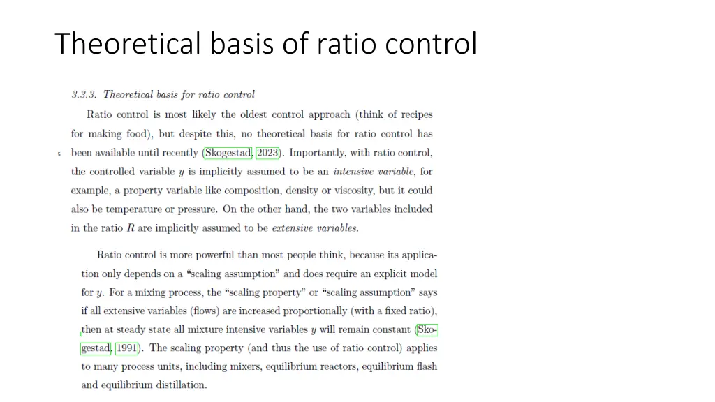 theoretical basis of ratio control