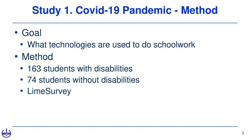 study 1 covid 19 pandemic method