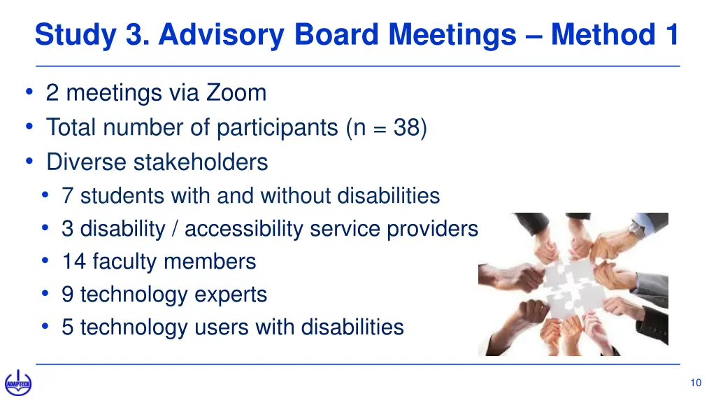 study 3 advisory board meetings method 1