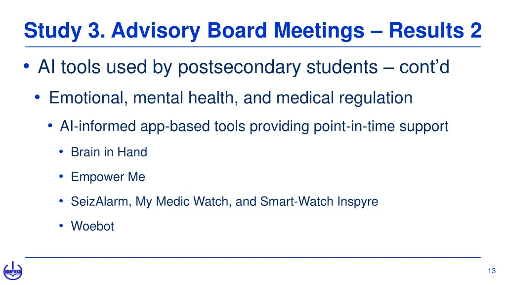 study 3 advisory board meetings results 2