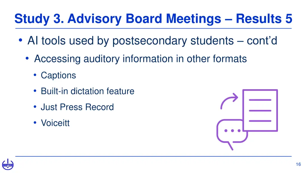 study 3 advisory board meetings results 5