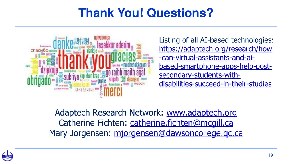 thank you questions