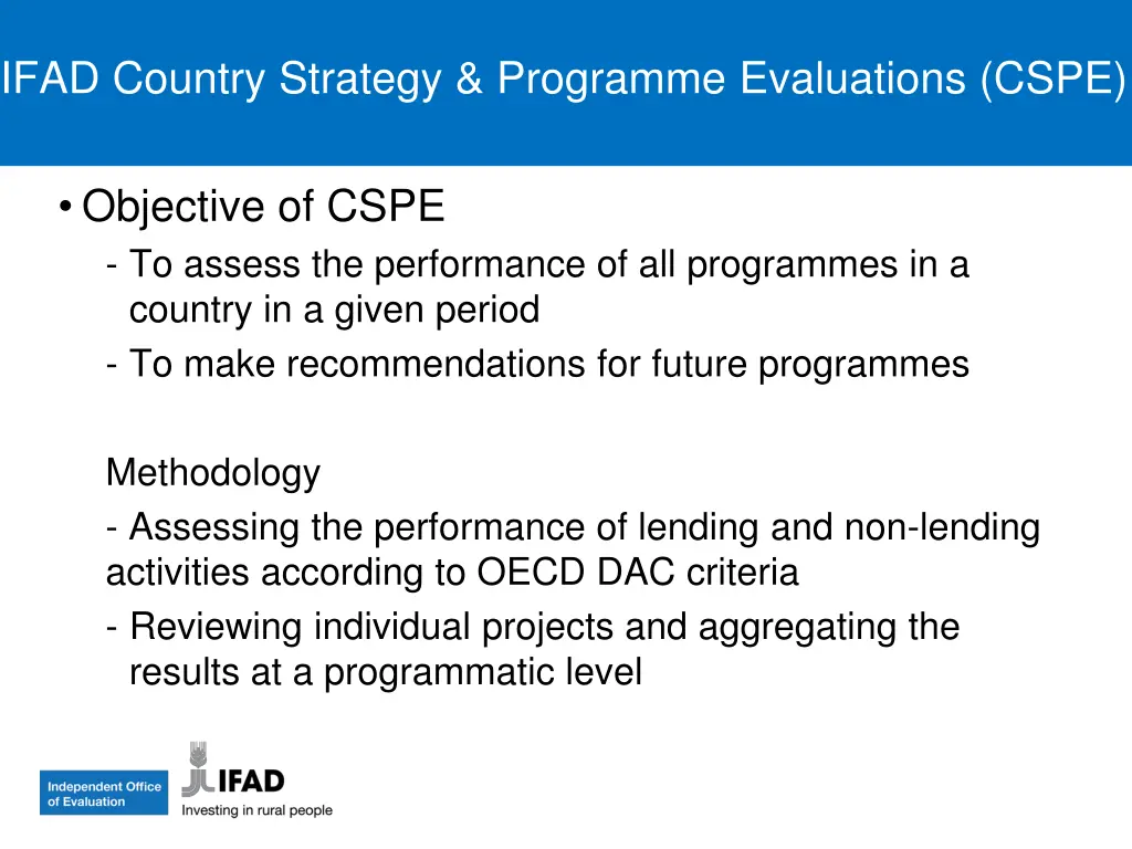 ifad country strategy programme evaluations cspe