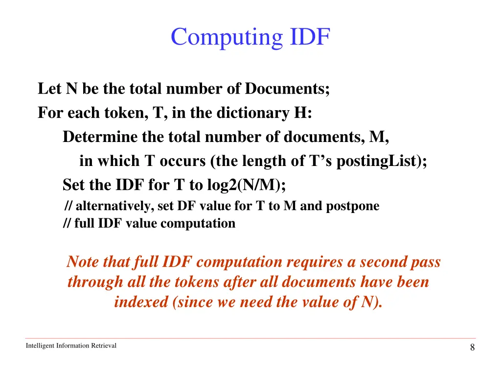 computing idf