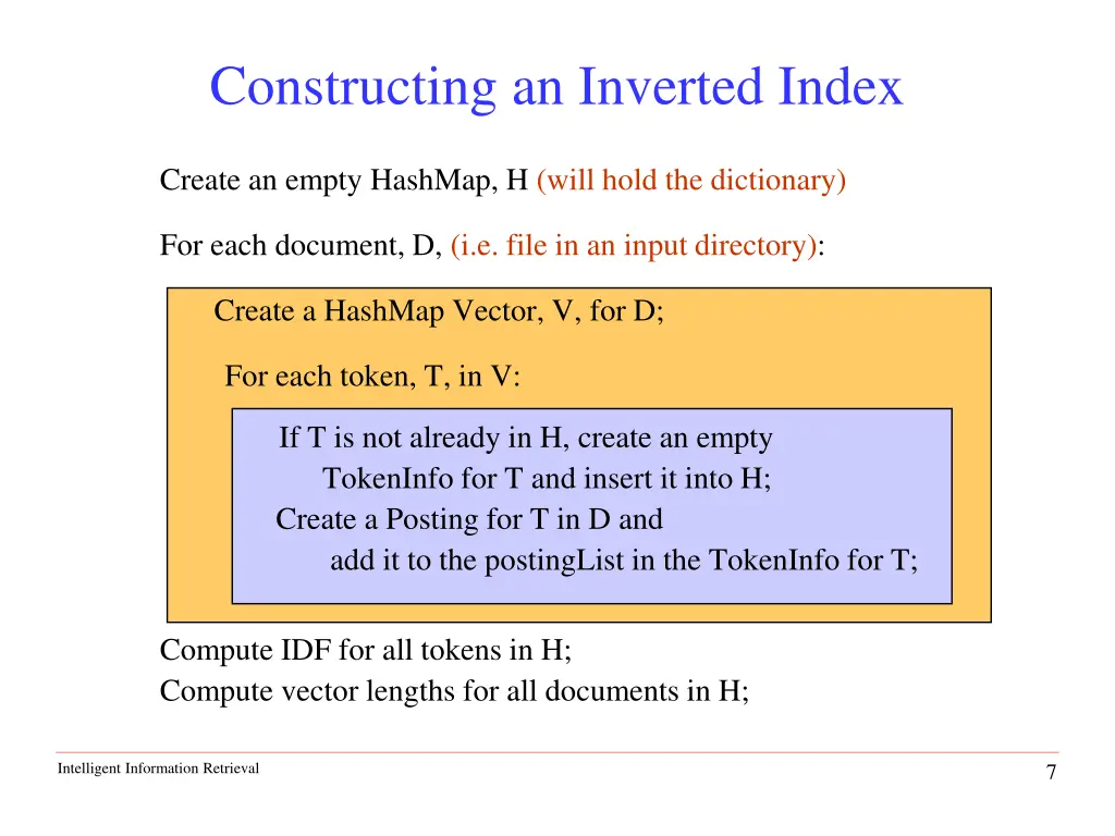 constructing an inverted index