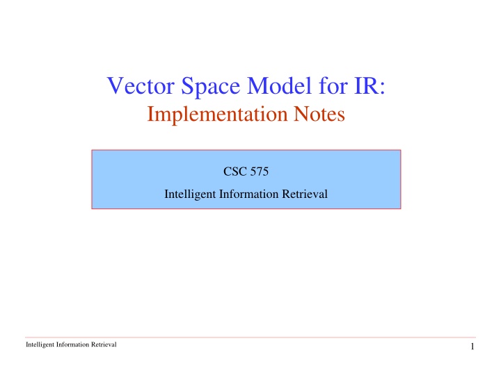 vector space model for ir implementation notes