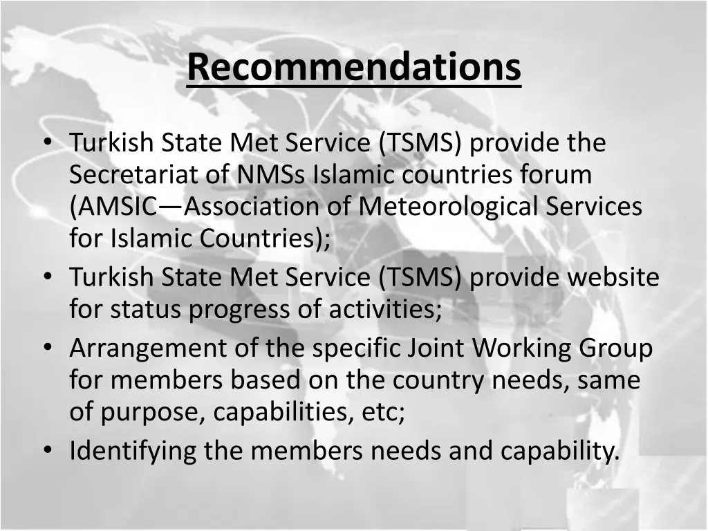 recommendations