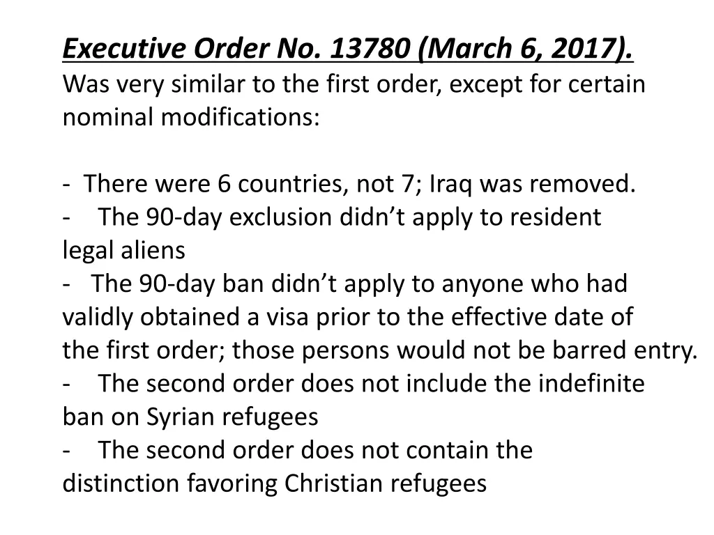 executive order no 13780 march 6 2017 was very