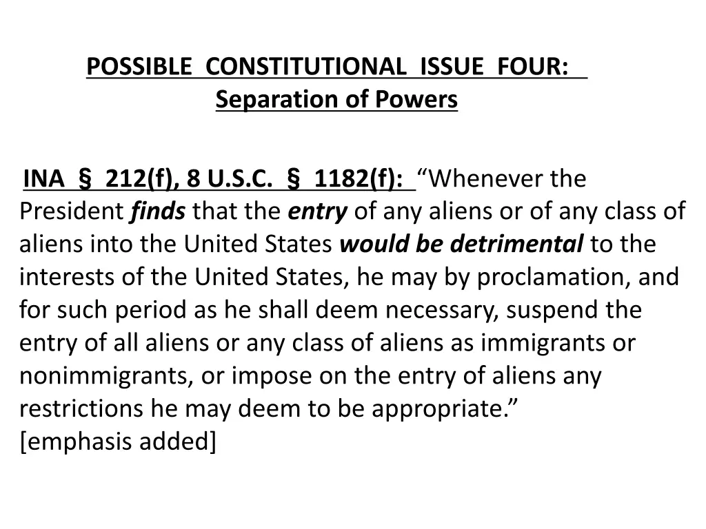 possible constitutional issue four separation