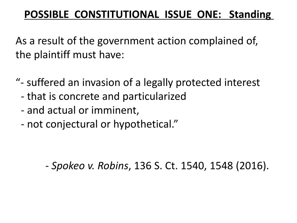 possible constitutional issue one standing
