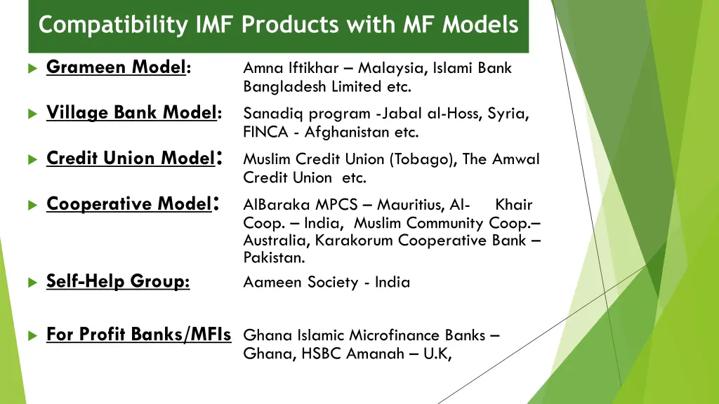 compatibility imf products with mf models