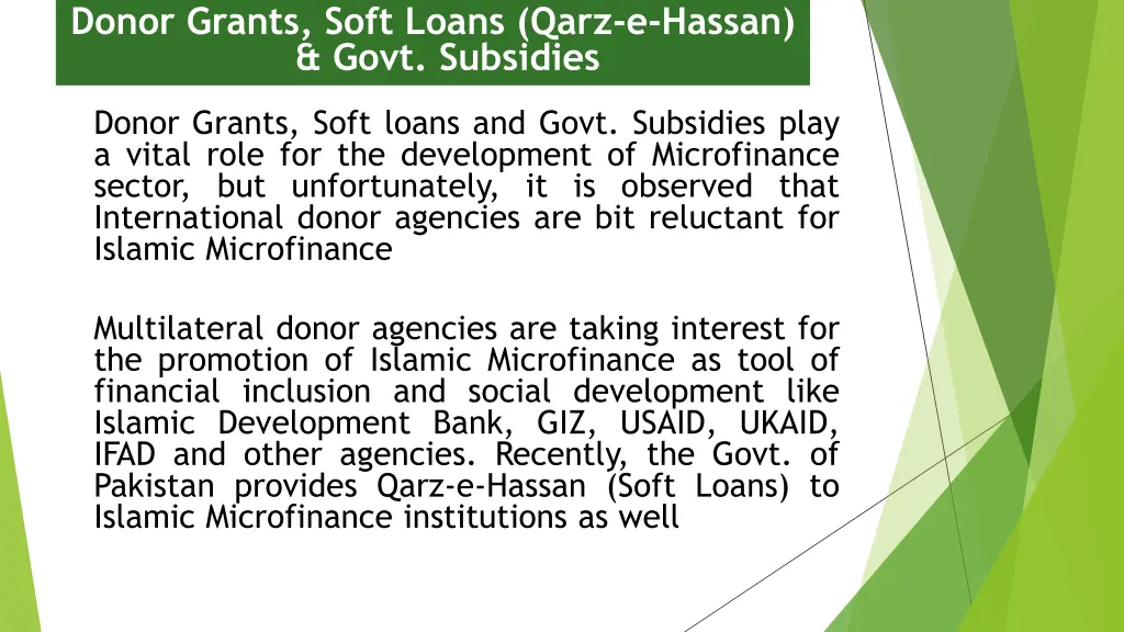 donor grants soft loans qarz e hassan govt
