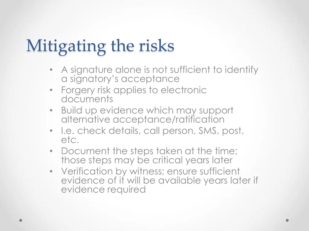 mitigating the risks
