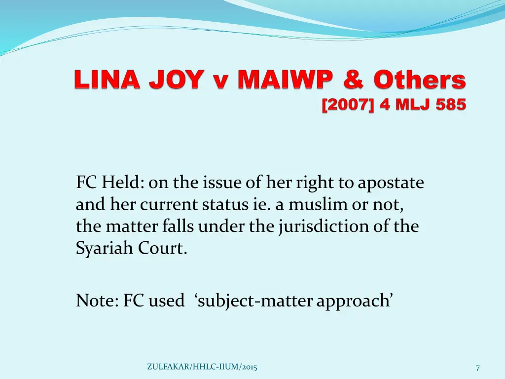 fc held on the issue of her right to apostate