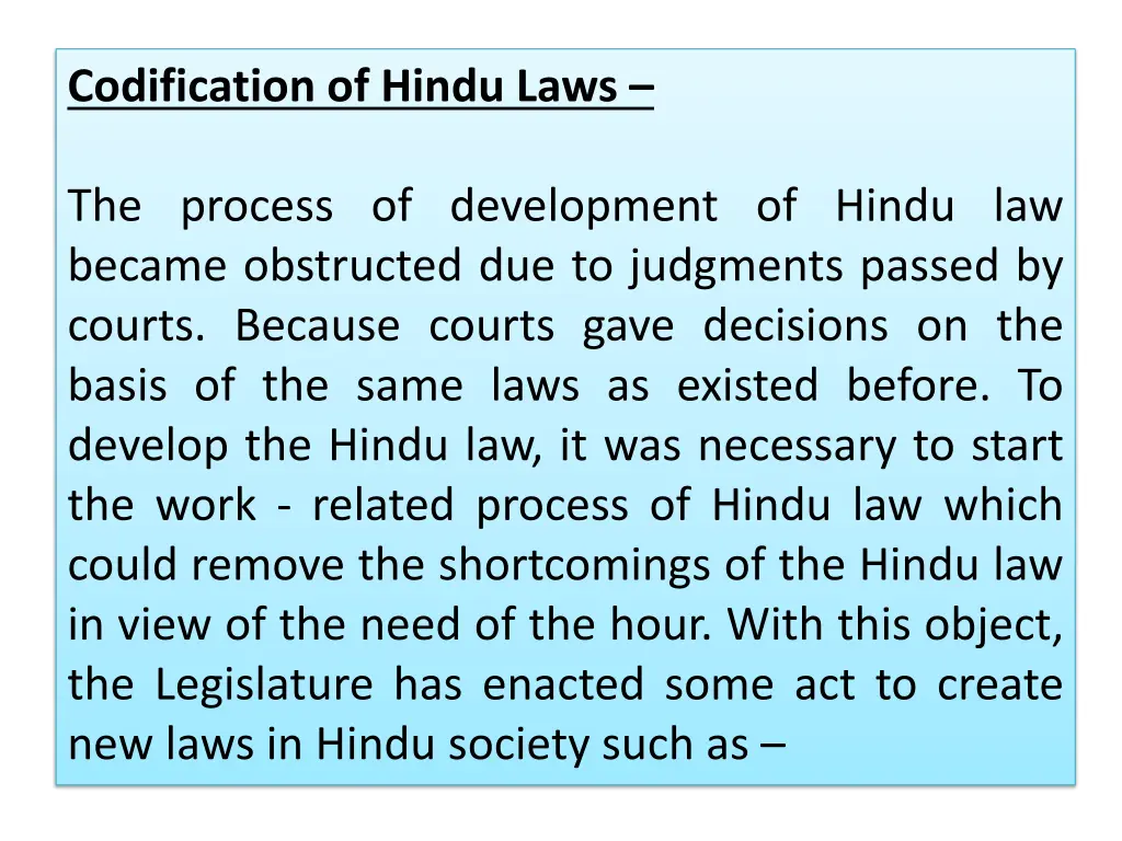 codification of hindu laws