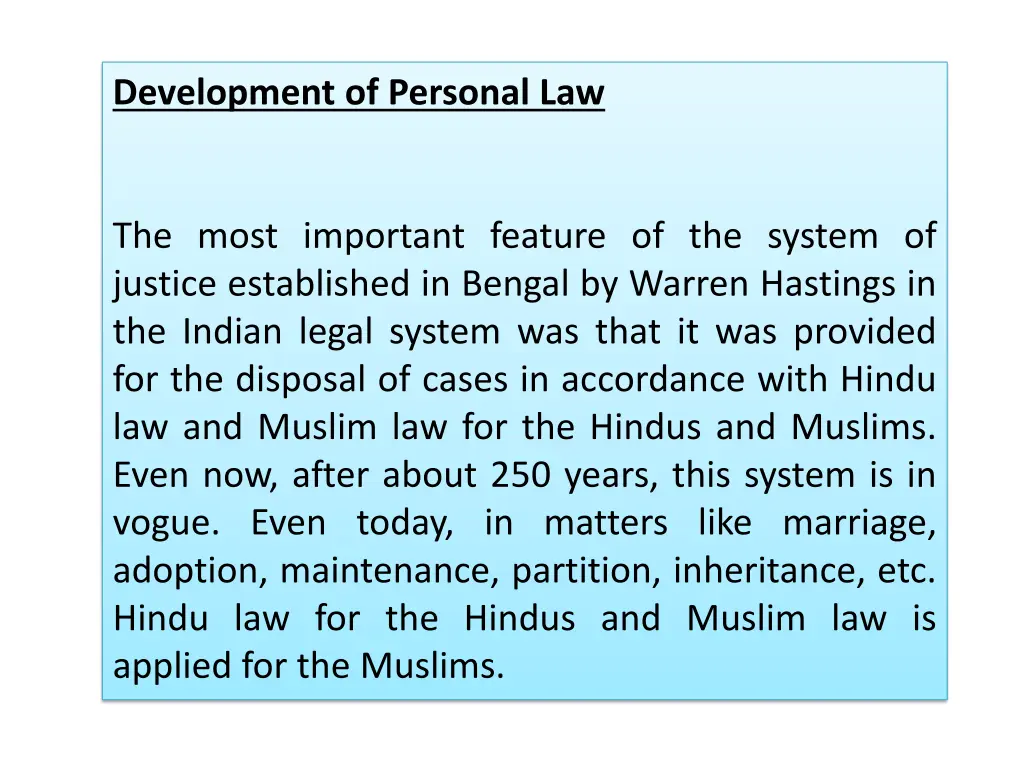 development of personal law