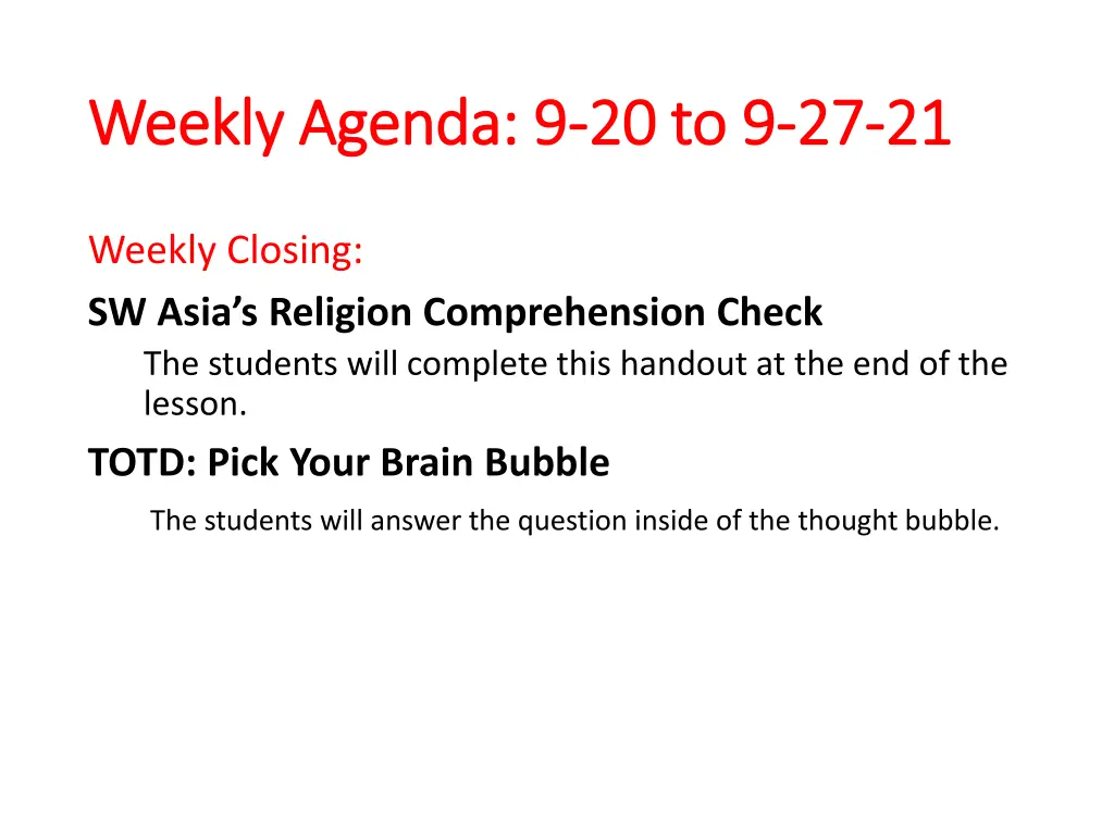 weekly agenda 9 weekly agenda 9 20 to 9 2