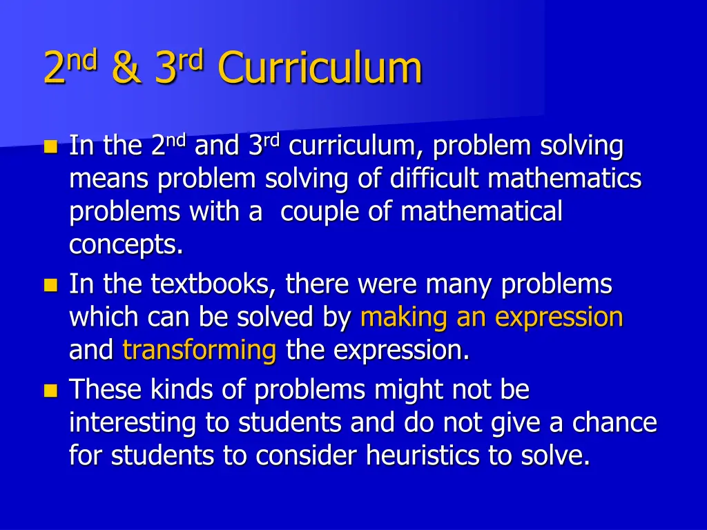 2 nd 3 rd curriculum 1