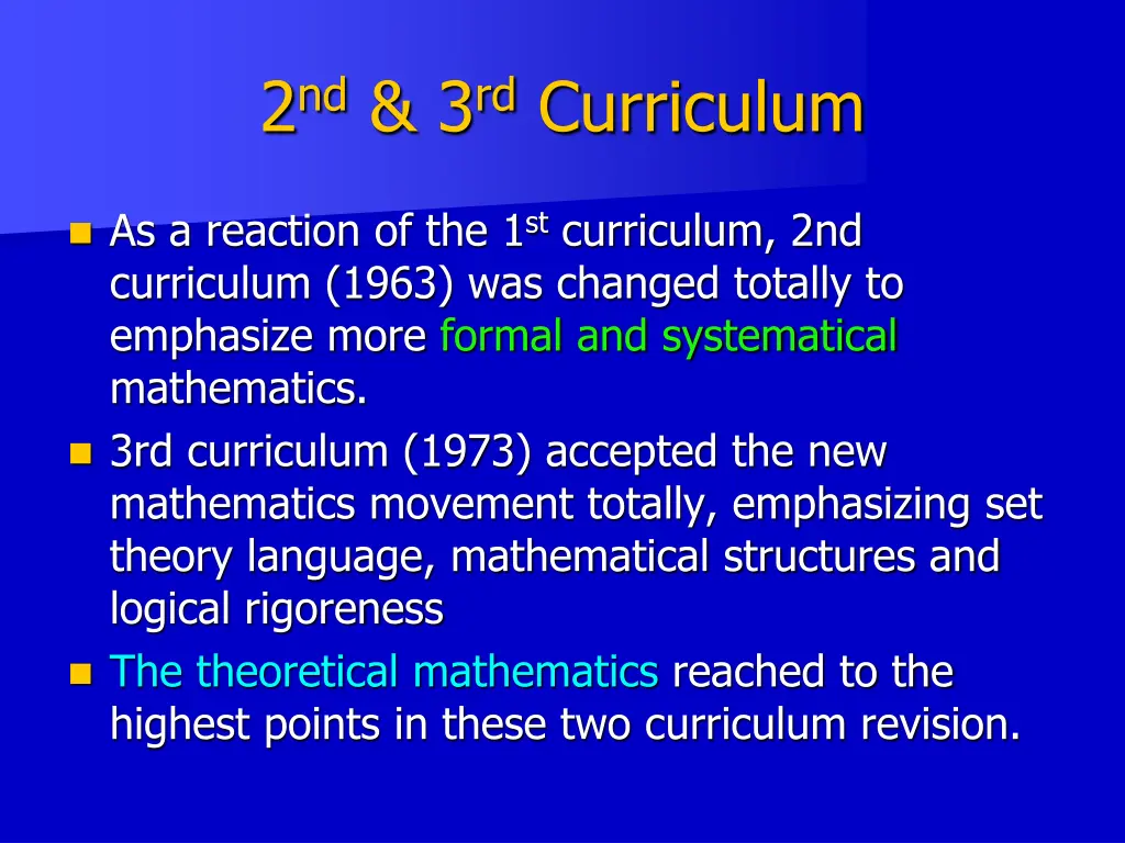 2 nd 3 rd curriculum