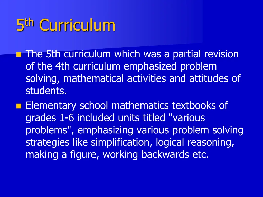 5 th curriculum