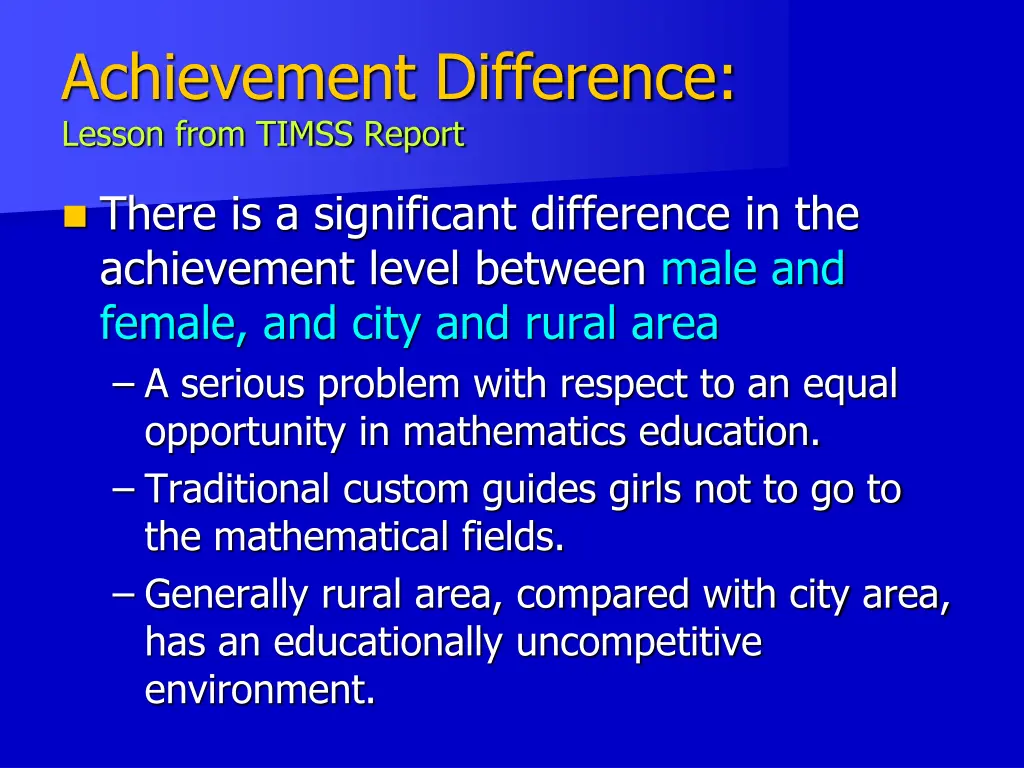 achievement difference lesson from timss report