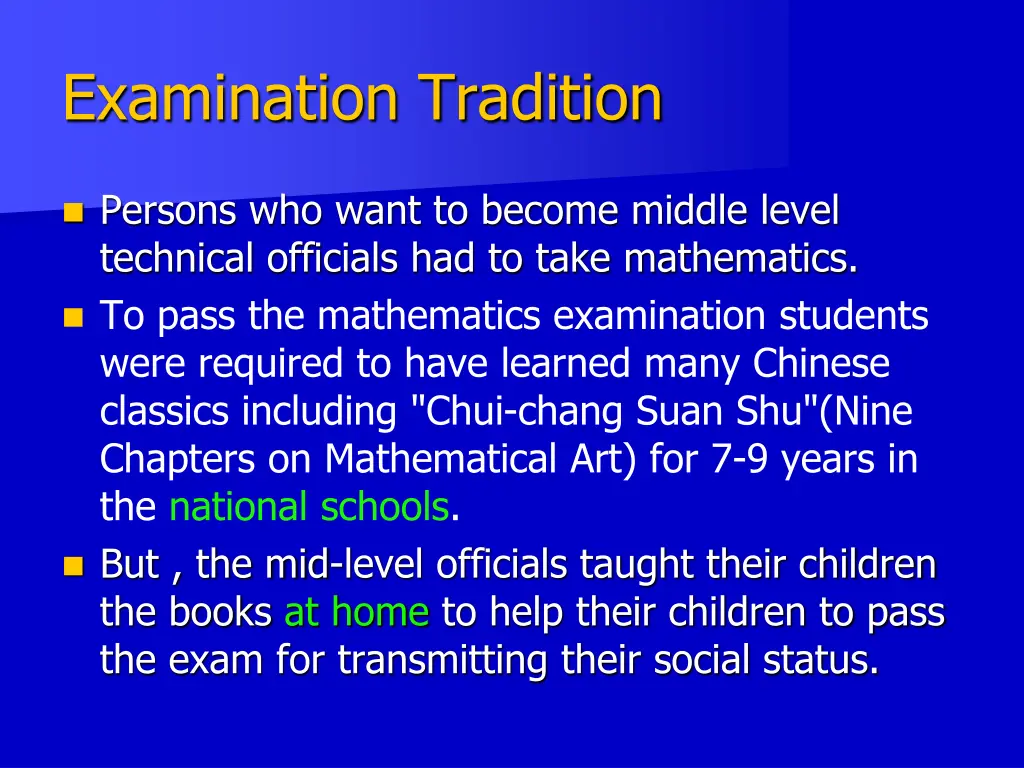 examination tradition 1