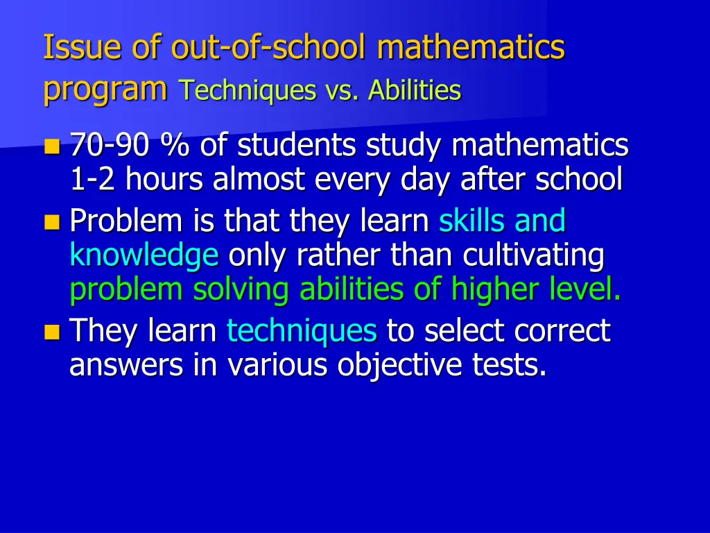 issue of out of school mathematics program