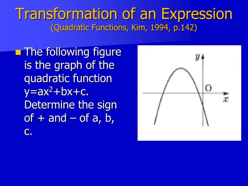 transformation of an expression quadratic