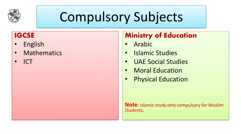 compulsory subjects