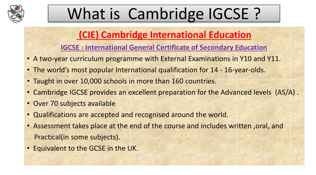 what is cambridge igcse