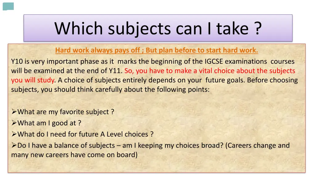 which subjects can i take