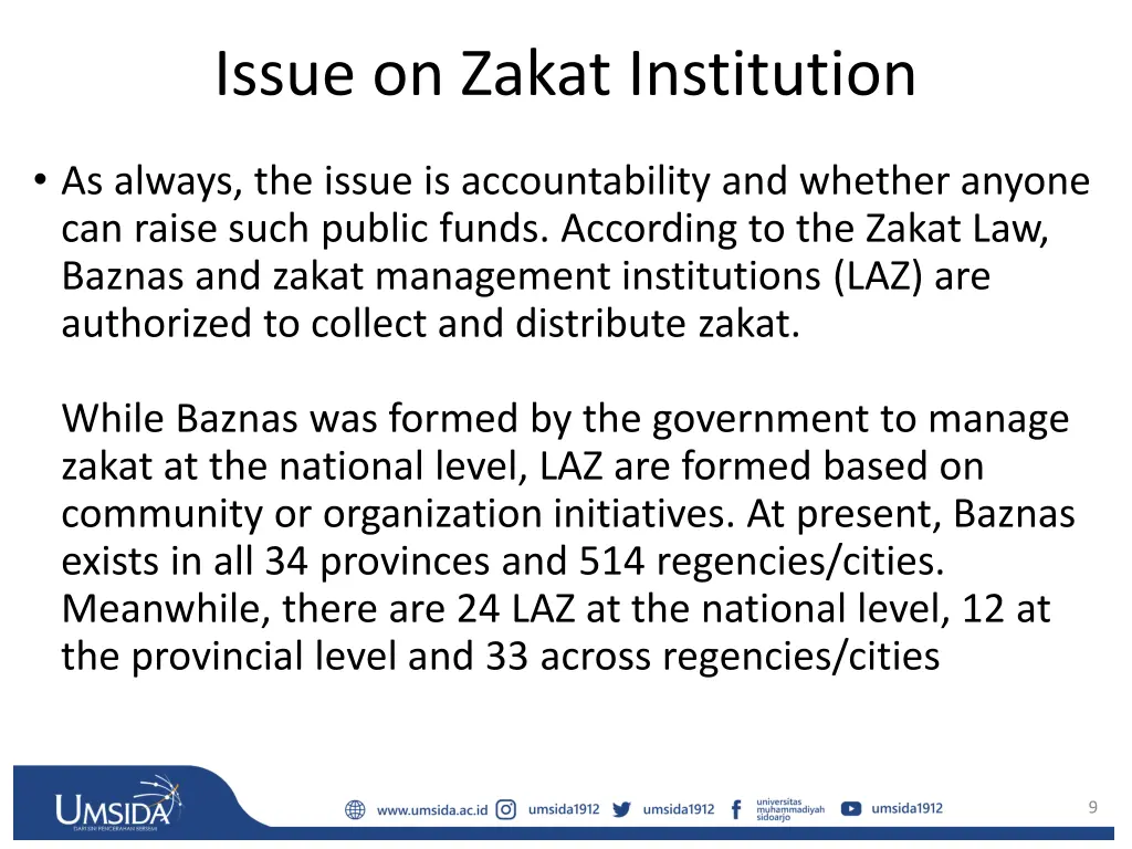 issue on zakat institution
