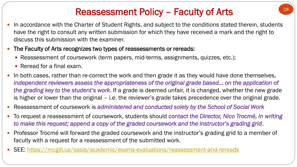 reassessment policy reassessment policy faculty
