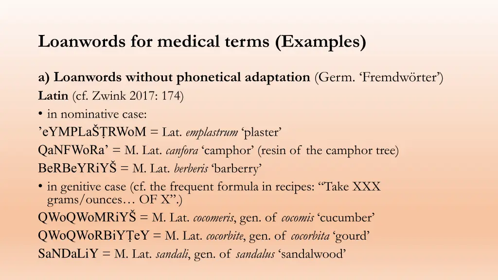 loanwords for medical terms examples