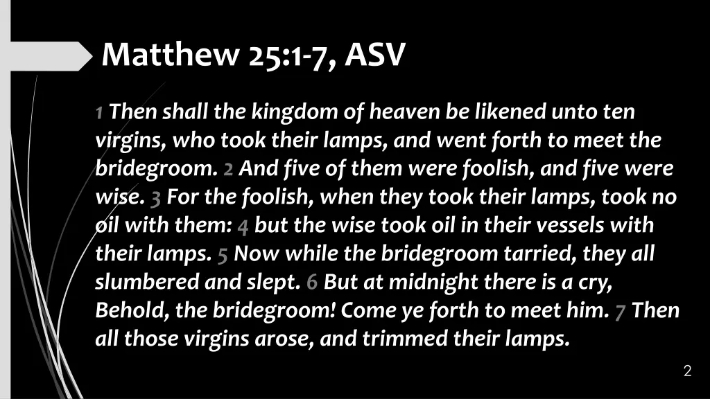 matthew 25 1 7 asv
