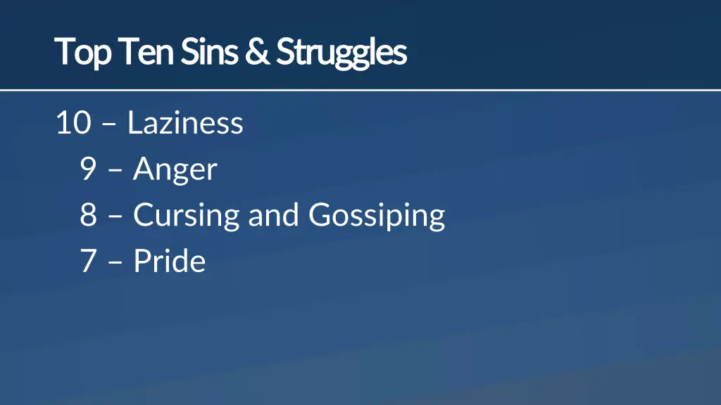 top ten sins struggles top ten sins struggles