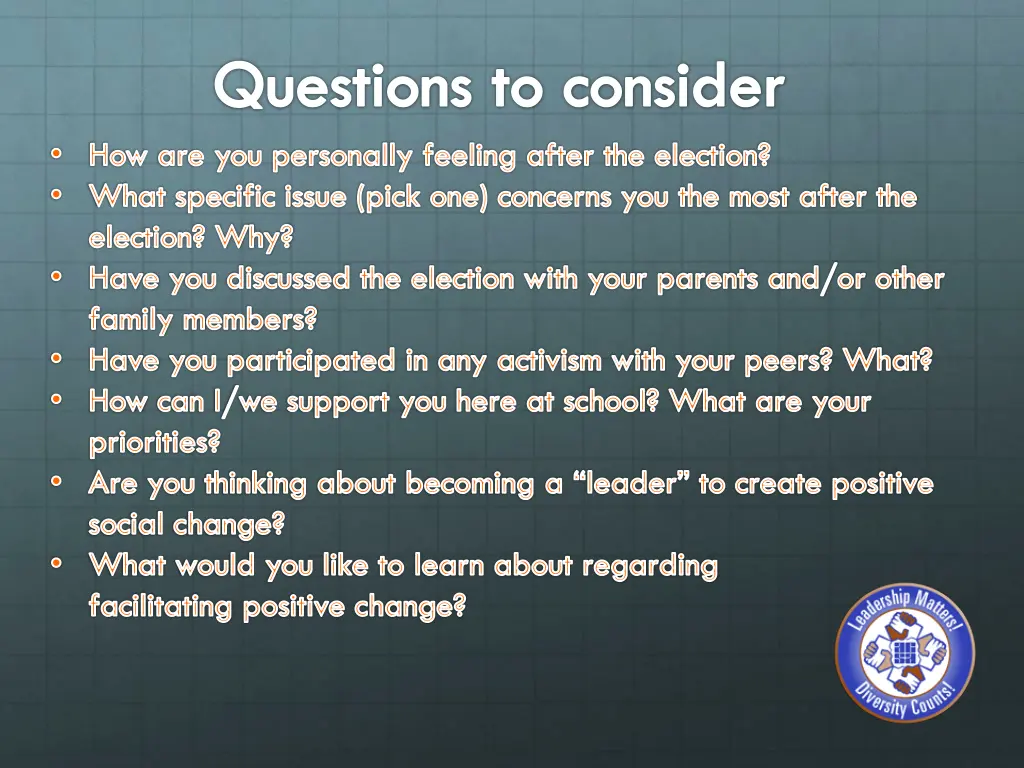 questions to consider