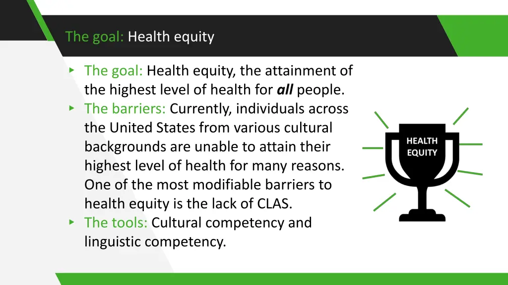 the goal health equity