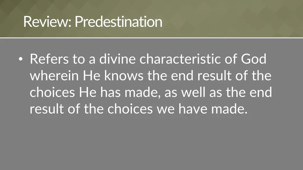 review predestination