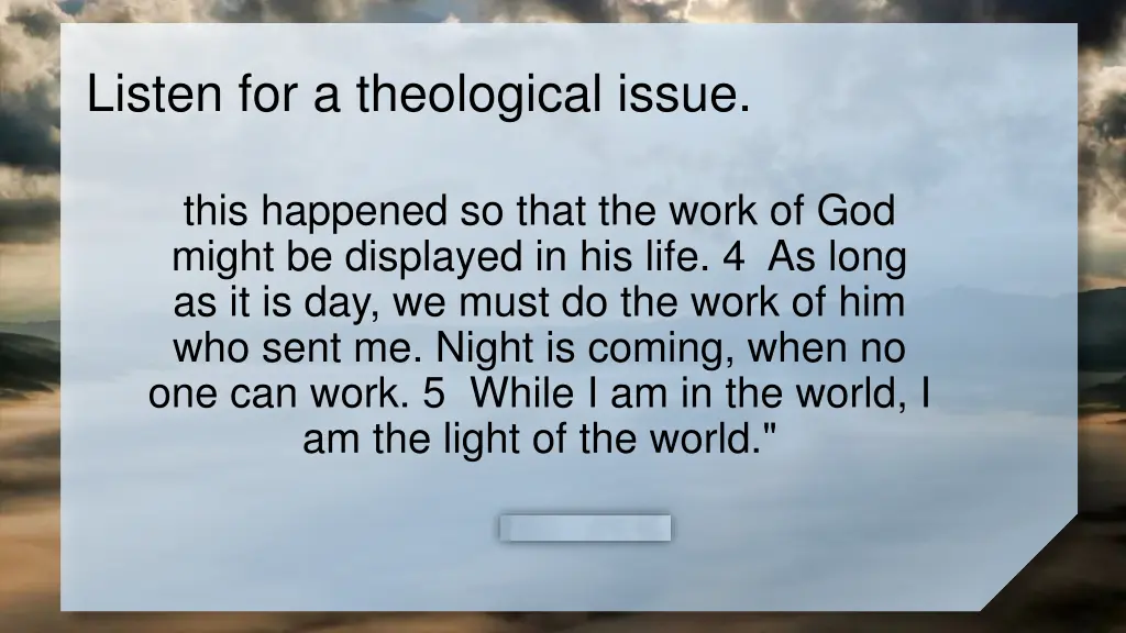 listen for a theological issue 1