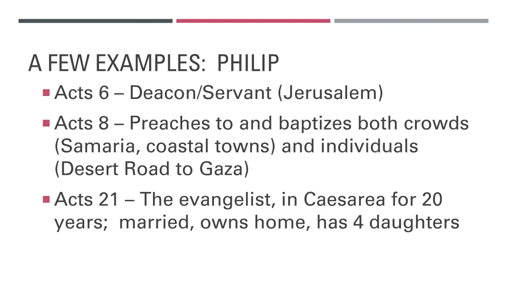 a few examples philip acts 6 deacon servant