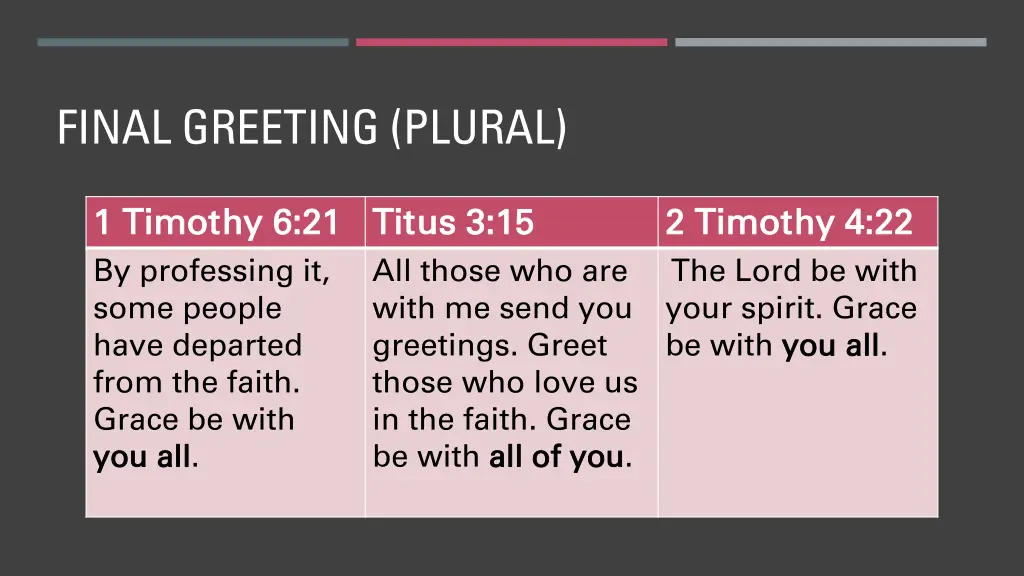 final greeting plural