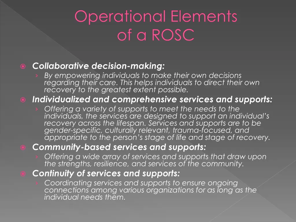 operational elements of a rosc
