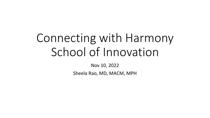 connecting with harmony school of innovation